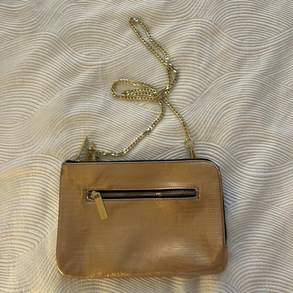 Topshop gold metalic bag with long gold chain strap